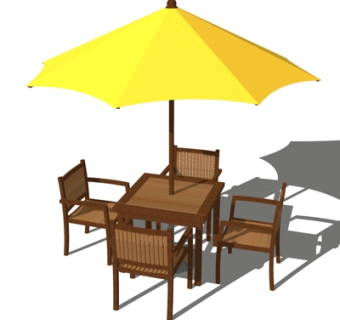 现代实木户外休闲桌椅su模型