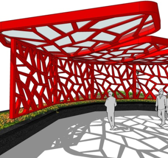 现代金属廊架su模型