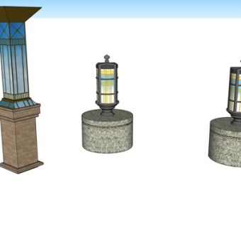 现代户外景观灯su模型