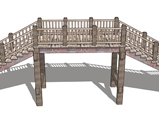 现代木质桥梁su模型