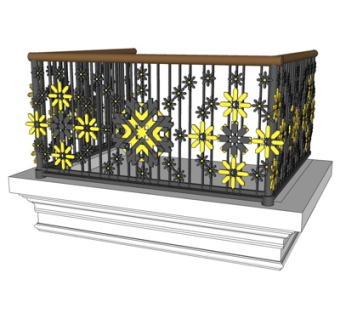 现代金属阳台护栏su模型