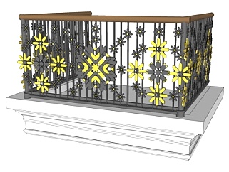 现代金属阳台护栏su模型