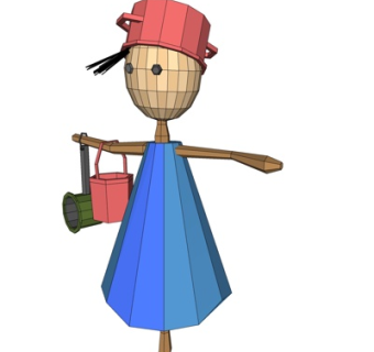 现代木偶人摆件su模型