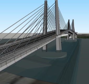 现代跨河大桥su模型