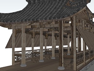 中式古建长廊su模型