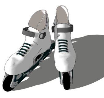 现代轮滑鞋su模型