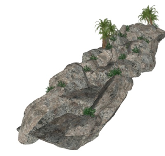 自然风石头小品su模型