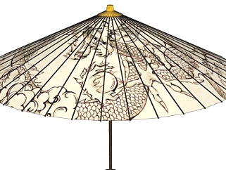 中式纹龙雨伞su模型