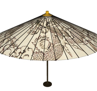 中式纹龙雨伞su模型