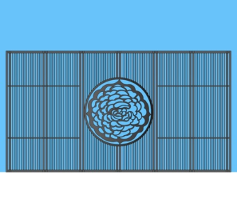 新中式牡丹花镂空金属隔断su模型