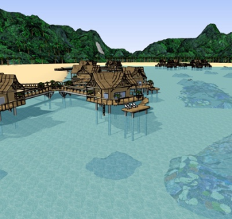 东南亚度假别墅su模型