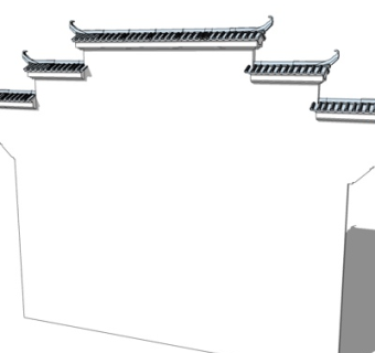 中式马头墙su模型