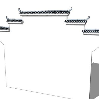 中式马头墙su模型