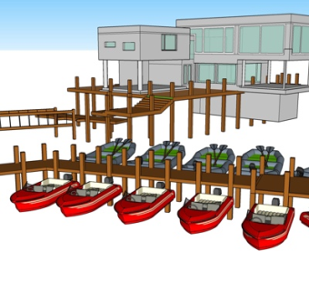 现代皮艇快艇su模型