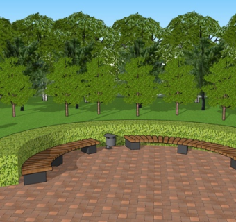 现代公园公用椅su模型