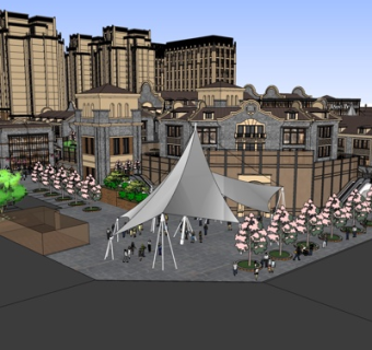 欧式沿街商业建筑su模型