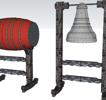 中式钟鼓su模型