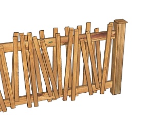 现代木篱笆围栏su模型