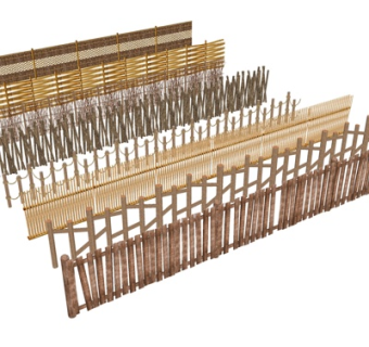 现代木质护栏组合su模型