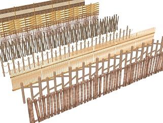 现代木质护栏组合su模型