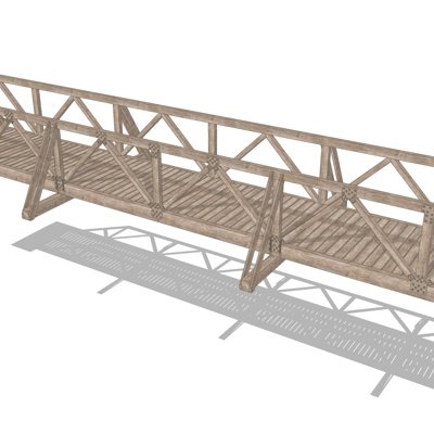 现代实木廊桥su模型