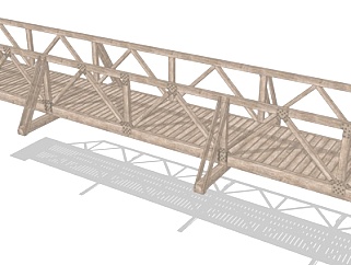 现代实木廊桥su模型