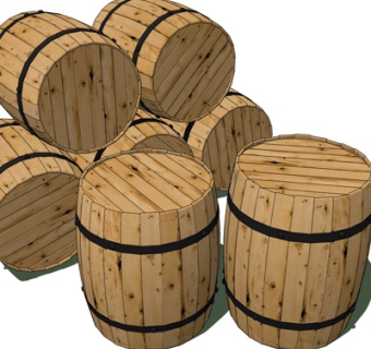 现代橡木酒桶su模型