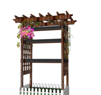 现代实木廊架su模型