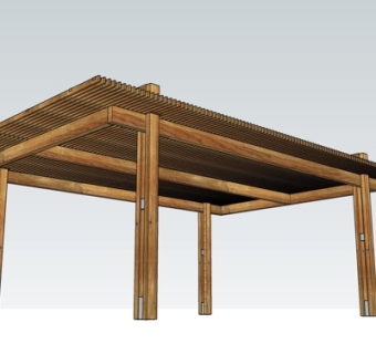 现代实木廊架亭su模型