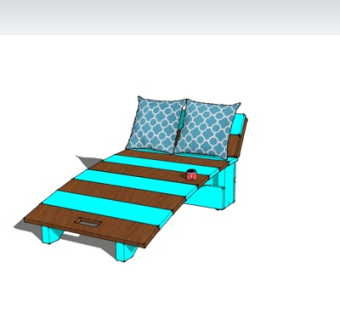 现代实木躺椅su模型