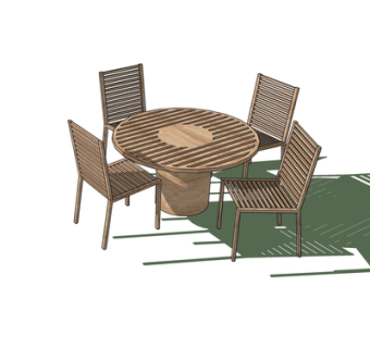 现代实木休闲桌椅su模型