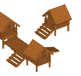 现代小木屋外观su模型