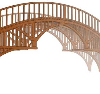 现代木拱桥su模型