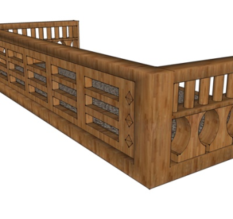 现代木质护栏su模型