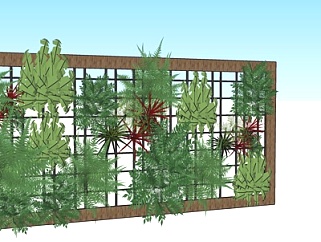 现代植物墙su模型