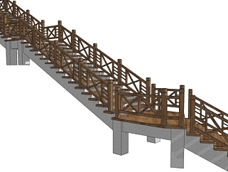 现代廊桥su模型