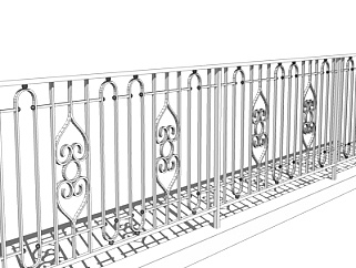 现代金属护栏su模型