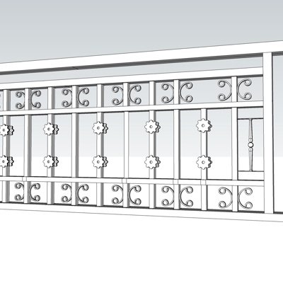 现代金属护栏su模型