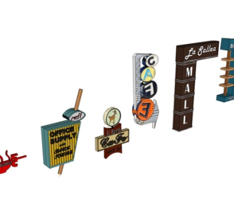 欧式广告牌组合su模型