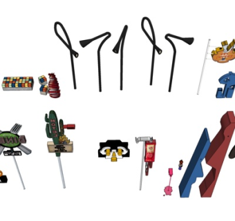 现代广告牌组合su模型