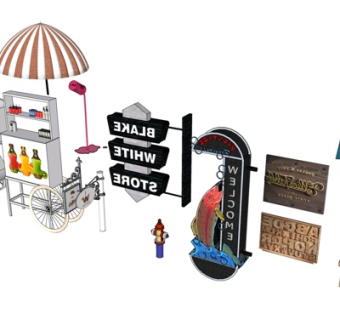 欧式广告牌组合su模型