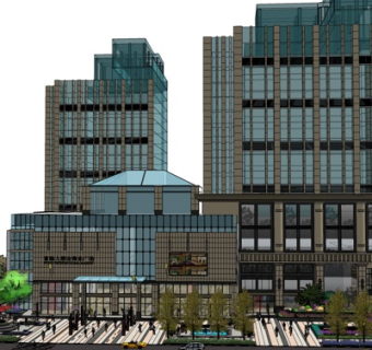现代沿街商业建筑su模型