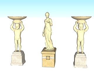 欧式人物雕塑小品su模型