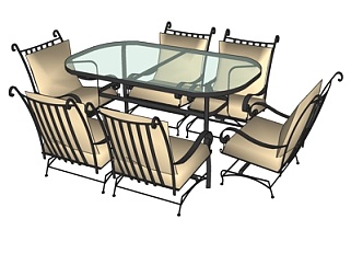 工业风金属休闲桌椅su模型