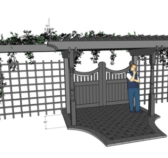 现代花架廊架su模型