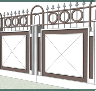 现代围墙护栏su模型