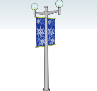 现代广告牌路灯su模型