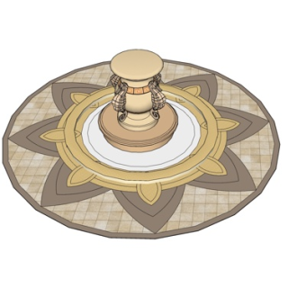 现代水池喷泉小品su模型