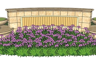 欧式花卉景观墙su模型