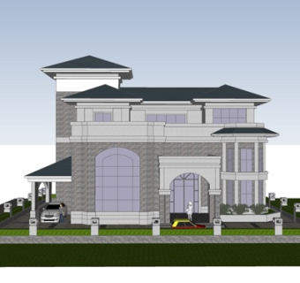 简欧独栋别墅su模型